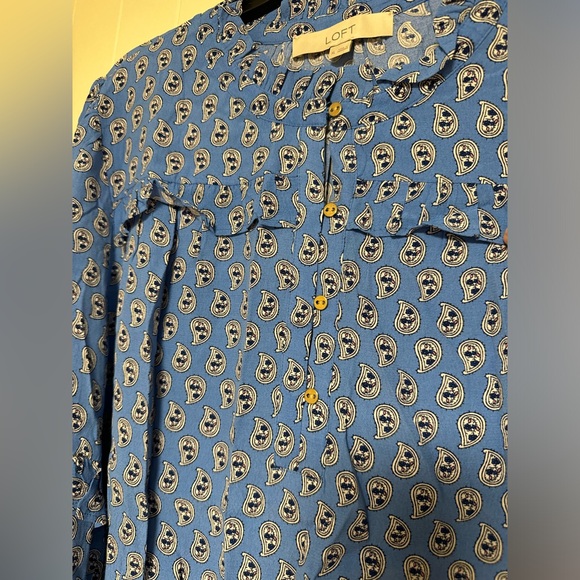 LOFT Blue Paisley Button-Up Blouse - Picture 3 of 3